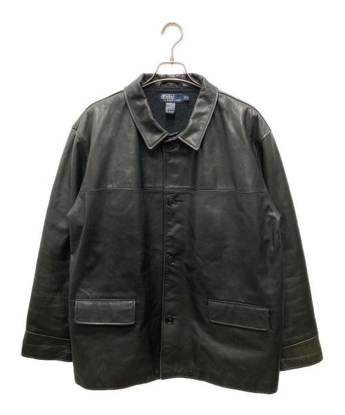 POLO RALPH LAUREN（ポロ・ラルフローレン）POLO RALPH LAUREN (ポロ・ラルフローレン) レザーカーコート ブラック サイズ:XLの古着・服飾アイテム