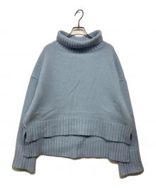 SEVEN TEN by MIHO KAWAHITO（セブン テン バイ ミホ カワヒト）の古着「ベーシックタートルニットプルオーバー」｜ライトブルー