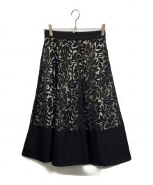 M-premierBLACK（エムプルミエブラック）の古着「フラワーオパールスカート」｜ブラック