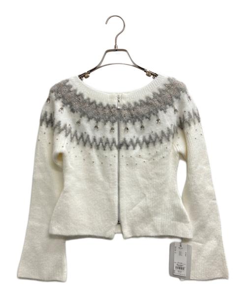 CELFORD（セルフォード）CELFORD (セルフォード) フェアアイルジップカーディガン ホワイト サイズ:Fの古着・服飾アイテム