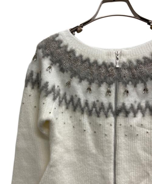 CELFORD（セルフォード）CELFORD (セルフォード) フェアアイルジップカーディガン ホワイト サイズ:Fの古着・服飾アイテム