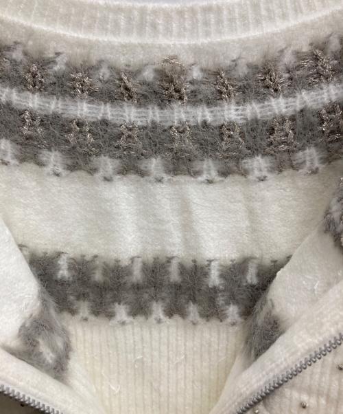 CELFORD（セルフォード）CELFORD (セルフォード) フェアアイルジップカーディガン ホワイト サイズ:Fの古着・服飾アイテム