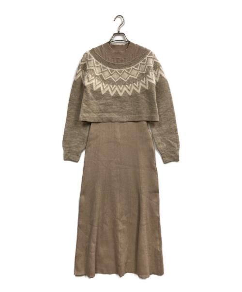 PROPORTION BODY DRESSING（プロポーションボディドレッシング）PROPORTION BODY DRESSING (プロポーションボディドレッシング) ノルディックニットSETUP ワンピース ベージュ サイズ:Mの古着・服飾アイテム