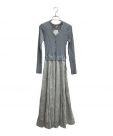 Apuweiser-riche（アプワイザーリッシェ）の古着「レーストリムドッキングワンピース」｜ブルー