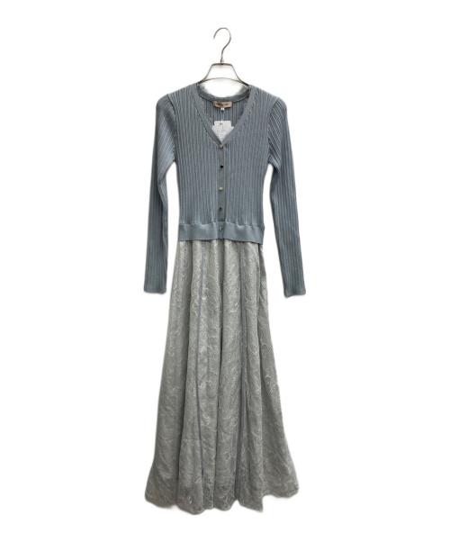 Apuweiser-riche（アプワイザーリッシェ）Apuweiser-riche (アプワイザーリッシェ) レーストリムドッキングワンピース ブルー サイズ:2の古着・服飾アイテム