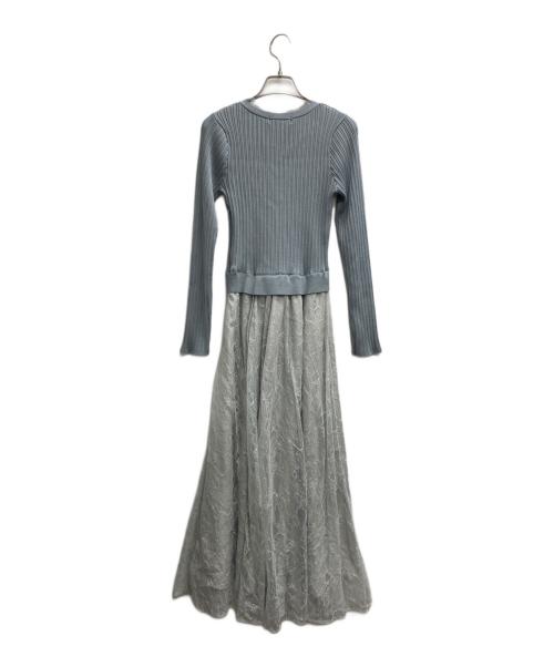 Apuweiser-riche（アプワイザーリッシェ）Apuweiser-riche (アプワイザーリッシェ) レーストリムドッキングワンピース ブルー サイズ:2の古着・服飾アイテム