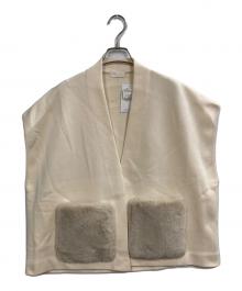BALLSEY（ボールジィ）の古着「ウールポリエステルミラノリブ ショートスリーブカーディガン」｜ベージュ