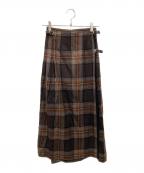 O'NEIL OF DUBLINオニールオブダブリン）の古着「チェックラップスカート」｜ブラウン