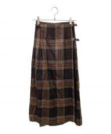 O'NEIL OF DUBLIN（オニールオブダブリン）の古着「チェックラップスカート」｜ブラウン