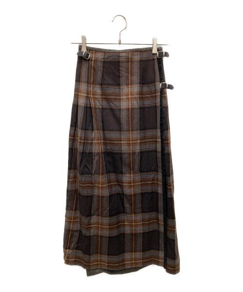 O'NEIL OF DUBLIN（オニールオブダブリン）O'NEIL OF DUBLIN (オニールオブダブリン) チェックラップスカート ブラウン サイズ:36の古着・服飾アイテム