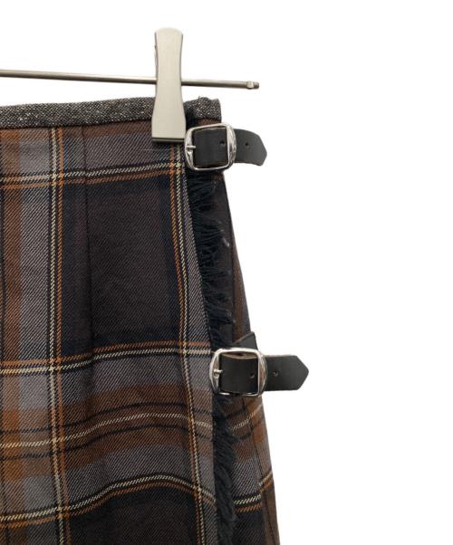 O'NEIL OF DUBLIN（オニールオブダブリン）O'NEIL OF DUBLIN (オニールオブダブリン) チェックラップスカート ブラウン サイズ:36の古着・服飾アイテム