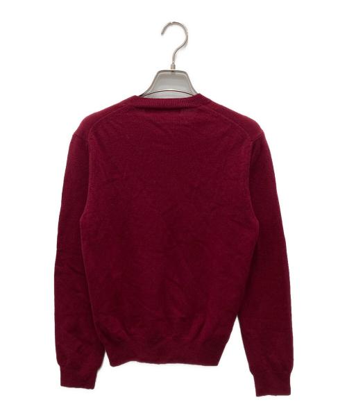 PLAY COMME des GARCONS（プレイコムデギャルソン）PLAY COMME des GARCONS (プレイコムデギャルソン) WハートワッペンVネックニット レッド サイズ:Mの古着・服飾アイテム