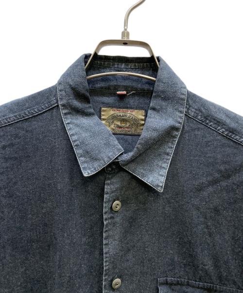 ARMANI JEANS（アルマーニジーンズ）ARMANI JEANS (アルマーニジーンズ) フリンジデニムシャツ ブルー サイズ:Lの古着・服飾アイテム