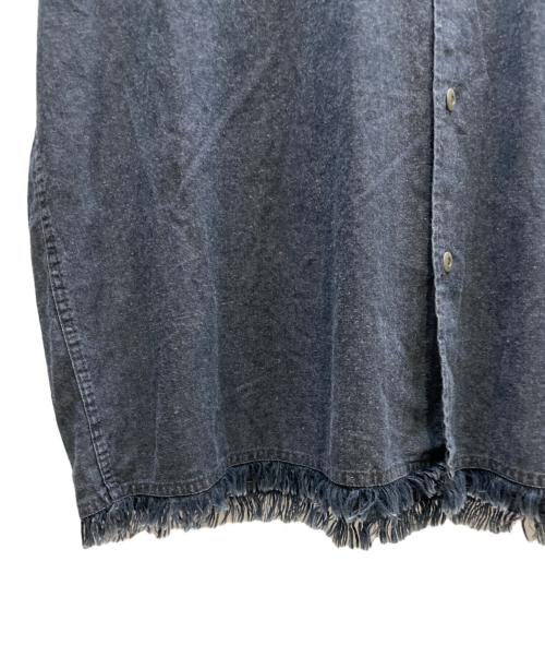 ARMANI JEANS（アルマーニジーンズ）ARMANI JEANS (アルマーニジーンズ) フリンジデニムシャツ ブルー サイズ:Lの古着・服飾アイテム