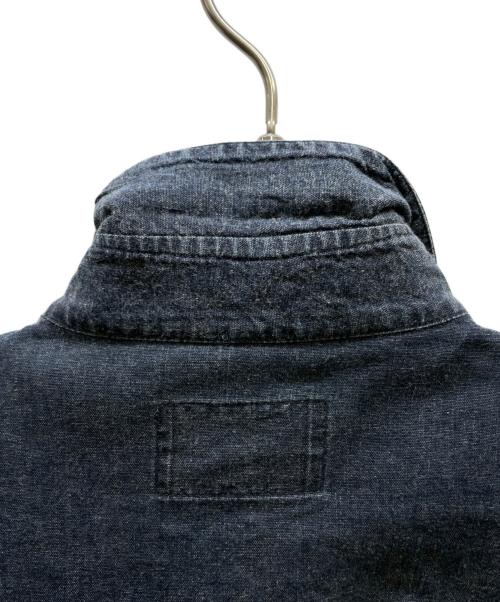 ARMANI JEANS（アルマーニジーンズ）ARMANI JEANS (アルマーニジーンズ) フリンジデニムシャツ ブルー サイズ:Lの古着・服飾アイテム