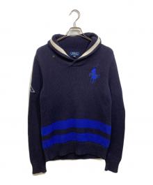 POLO RALPH LAUREN（ポロ・ラルフローレン）の古着「ショールカラーニット」｜ネイビー