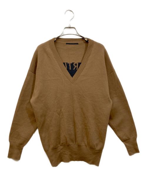AP STUDIO（エーピーストゥディオ）AP STUDIO (エーピーストゥディオ) バックロゴ Vネックプルオーバー ブラウン サイズ:Freeの古着・服飾アイテム