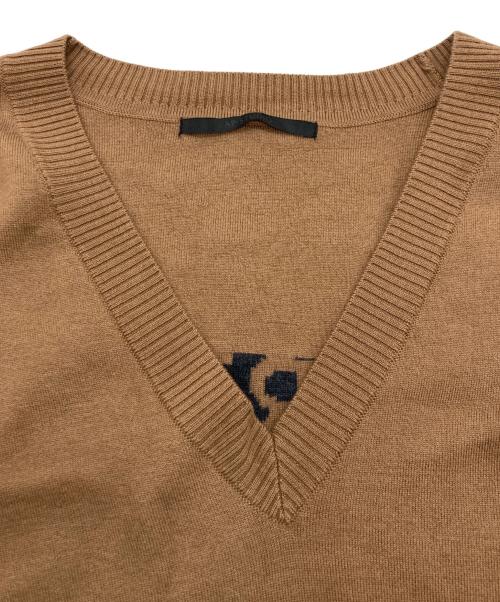AP STUDIO（エーピーストゥディオ）AP STUDIO (エーピーストゥディオ) バックロゴ Vネックプルオーバー ブラウン サイズ:Freeの古着・服飾アイテム