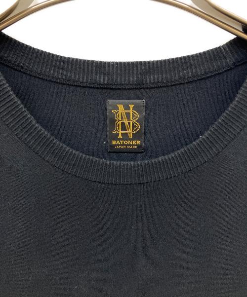 BATONER（バトナ―）BATONER (バトナ―) 32G SMOOTH KNIT CREW NECK T-SHIRT ブラック サイズ:３の古着・服飾アイテム