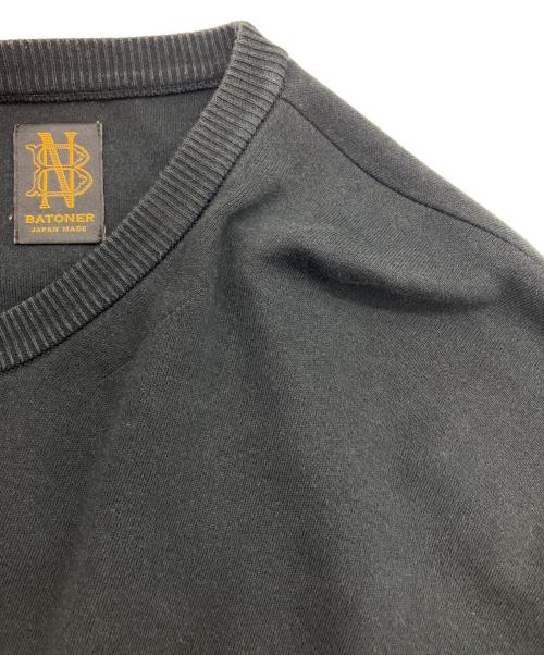 BATONER（バトナ―）BATONER (バトナ―) 32G SMOOTH KNIT CREW NECK T-SHIRT ブラック サイズ:３の古着・服飾アイテム