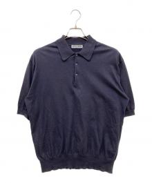KAPTAIN SUNSHINE（キャプテンサンシャイン）の古着「Cotton Knit Polo Shirt」｜ネイビー