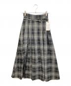 eimee lawエイミーロウ）の古着「スリットロゴチェックタックプリーツスカート」｜ブラック
