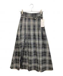 eimee law（エイミーロウ）の古着「スリットロゴチェックタックプリーツスカート」｜ブラック