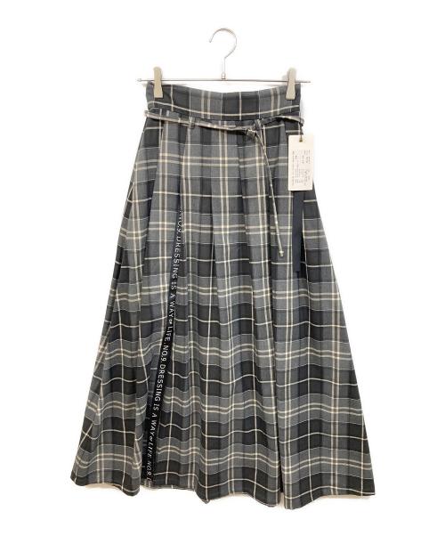 eimee law（エイミーロウ）Eimee Law (エイミーロウ) スリットロゴチェックタックプリーツスカート ブラック サイズ:Mの古着・服飾アイテム