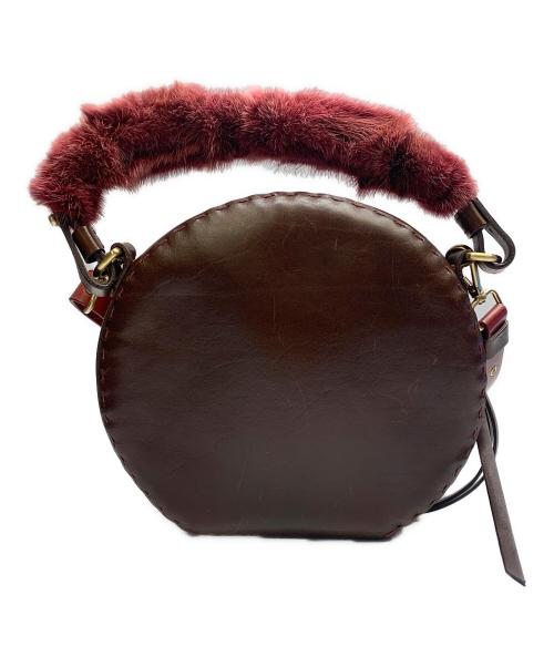 HENRY BEGUELIN（エンリーベグリン）HENRY BEGUELIN (エンリーベグリン) レザーラウンドバッグ　HENRY BEGUELIN レッド×ブラウンの古着・服飾アイテム