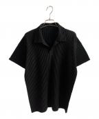 HOMME PLISSE ISSEY MIYAKEオム プリッセ イッセイ ミヤケ）の古着「スキッパープリーツシャツ」｜ブラック