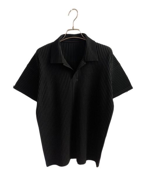 HOMME PLISSE ISSEY MIYAKE（オム プリッセ イッセイ ミヤケ）HOMME PLISSE ISSEY MIYAKE (オム プリッセ イッセイ ミヤケ) スキッパープリーツシャツ ブラック サイズ:2の古着・服飾アイテム