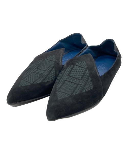 HERMES（エルメス）HERMES (エルメス) Ｈ刺繍バブーシュ ブラック サイズ:36 1/2の古着・服飾アイテム