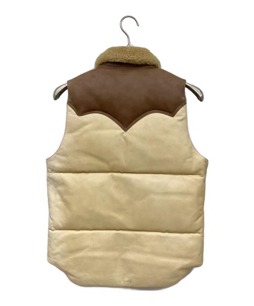 RockyMountainFeatherBed（ロッキーマウンテンフェザーベッド）RockyMountainFeatherBed (ロッキーマウンテンフェザーベッド) オールレザー ダウンベスト ベージュ×ブラウン サイズ:36の古着・服飾アイテム