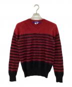 COMME des GARCONS JUNYA WATANABE MANコムデギャルソンジュンヤワタナベマン）の古着「モヘア天竺ボーダー起毛ニット」｜ブラック×レッド