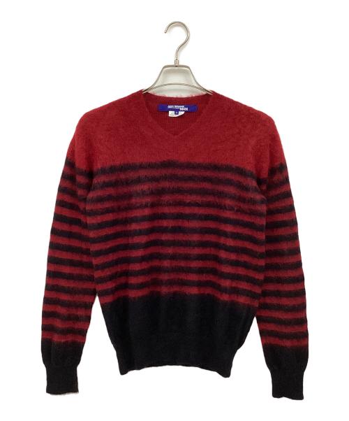 COMME des GARCONS JUNYA WATANABE MAN（コムデギャルソンジュンヤワタナベマン）COMME des GARCONS JUNYA WATANABE MAN (コムデギャルソンジュンヤワタナベマン) モヘア天竺ボーダー起毛ニット ブラック×レッド サイズ:Sの古着・服飾アイテム