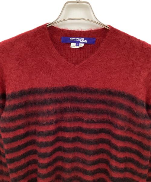 COMME des GARCONS JUNYA WATANABE MAN（コムデギャルソンジュンヤワタナベマン）COMME des GARCONS JUNYA WATANABE MAN (コムデギャルソンジュンヤワタナベマン) モヘア天竺ボーダー起毛ニット ブラック×レッド サイズ:Sの古着・服飾アイテム