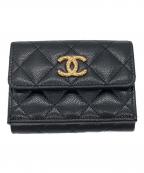 CHANELシャネル）の古着「スモールフラップウォレット」｜ブラック