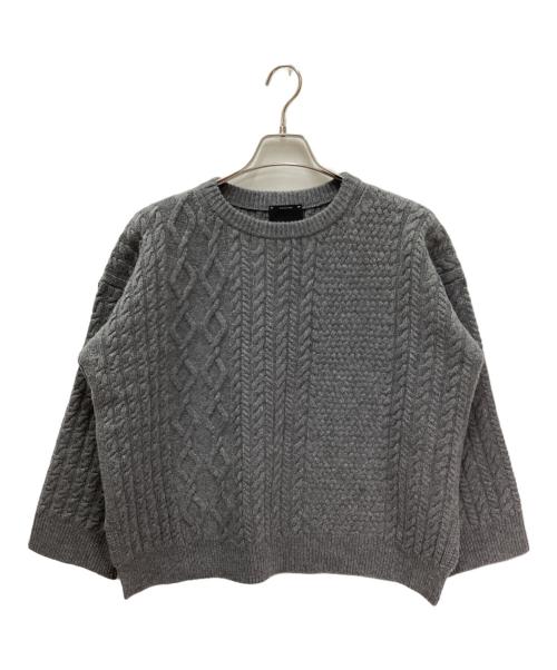 Conte（コンテ）conte (コンテ) ケーブル ローゲージ クルーネックニット グレー サイズ:FREEの古着・服飾アイテム