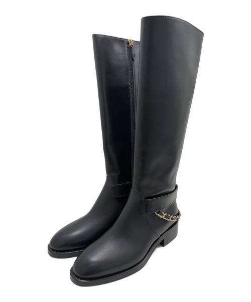 CHANEL（シャネル）CHANEL (シャネル) ココマークチェーンロングブーツ ブラック サイズ:37の古着・服飾アイテム