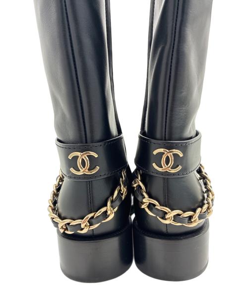 CHANEL（シャネル）CHANEL (シャネル) ココマークチェーンロングブーツ ブラック サイズ:37の古着・服飾アイテム