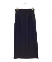 uncrave（アンクレイヴ）の古着「ウォッシャブルウールライクツイル Iラインスカート」｜ブラック