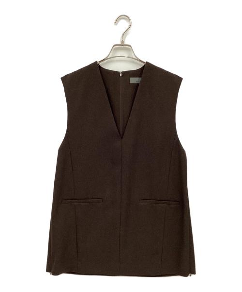 uncrave（アンクレイヴ）uncrave (アンクレイヴ) ウォッシャブルウールライクツイル ジレ ブラウン サイズ:2の古着・服飾アイテム