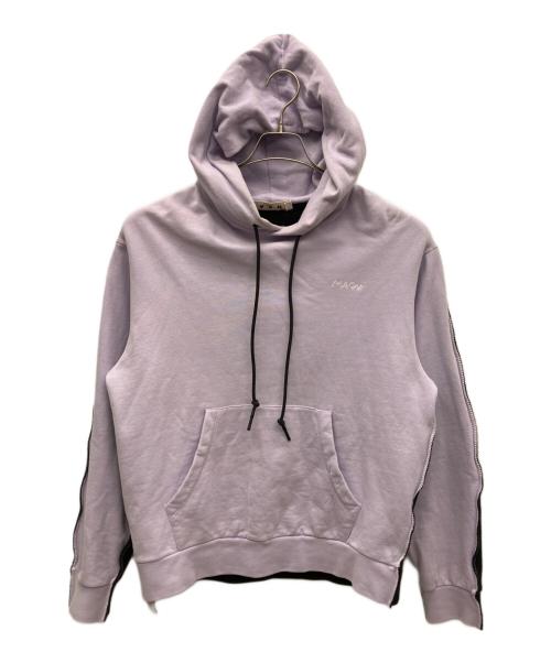 MARNI（マルニ）MARNI (マルニ) ロゴ刺繍 ツートーン プルオーバーパーカー パープル×ブラック サイズ:46の古着・服飾アイテム