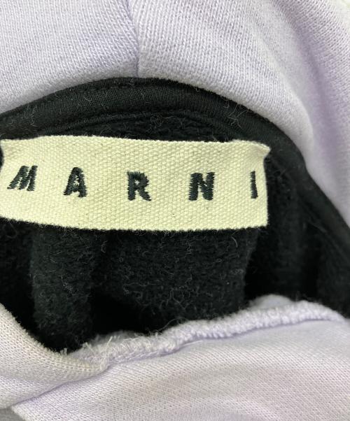 MARNI（マルニ）MARNI (マルニ) ロゴ刺繍 ツートーン プルオーバーパーカー パープル×ブラック サイズ:46の古着・服飾アイテム