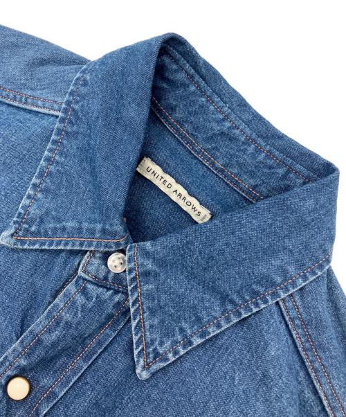 UNITED ARROWS（ユナイテッドアローズ）UNITED ARROWS (ユナイテッドアローズ) シオタ スビン ハードウォッシュ ウエスタン デニムシャツ ブルー サイズ:Mの古着・服飾アイテム