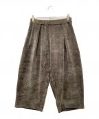 mizuiro-indミズイロインド）の古着「ベロアジャカードタックパンツ」｜カーキ