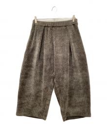 mizuiro-ind（ミズイロインド）の古着「ベロアジャカードタックパンツ」｜カーキ