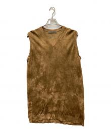 Y's for men（ワイズフォーメン）の古着「タイダイ加工ロングレーヨンベスト」｜ブラウン