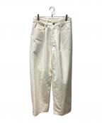 sssteinシュタイン）の古着「DOUBLE WEAVE COTTON ONE TUCK WIDE PANTS」｜クリーム
