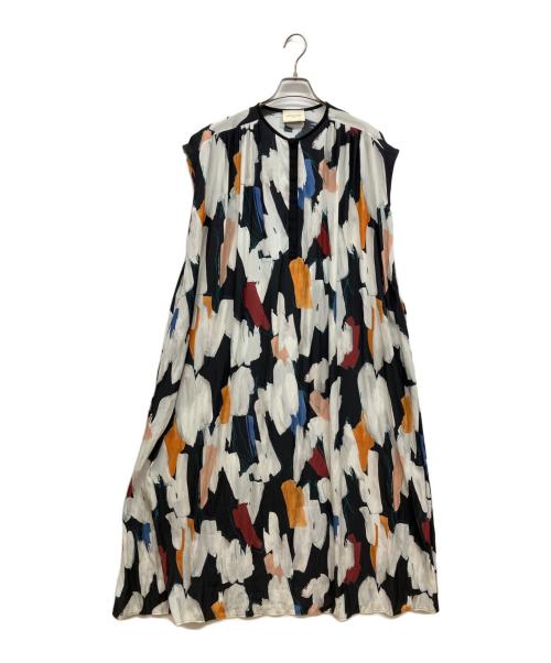UNITED ARROWS（ユナイテッドアローズ）UNITED ARROWS (ユナイテッドアローズ) ギャザーフレンチスリーブワンピース　ノースリーブワンピース ブラック サイズ:FREEの古着・服飾アイテム